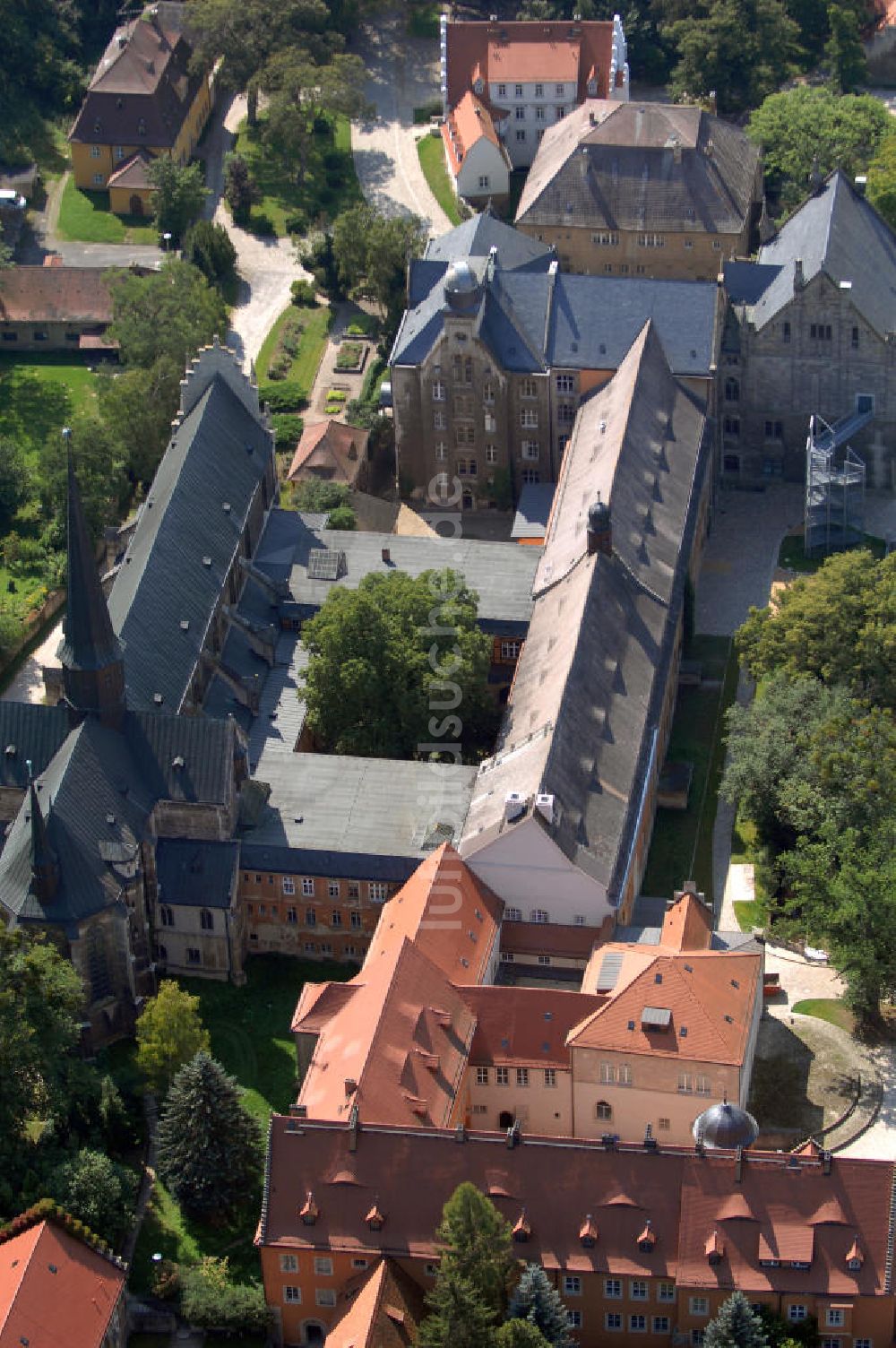 Schulpforte von oben - Klosterkirche und Zisterzienserkloster in Schulpforte