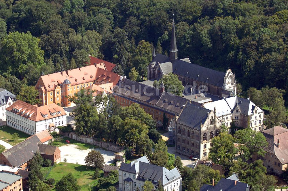 Schulpforte von oben - Klosterkirche und Zisterzienserkloster in Schulpforte