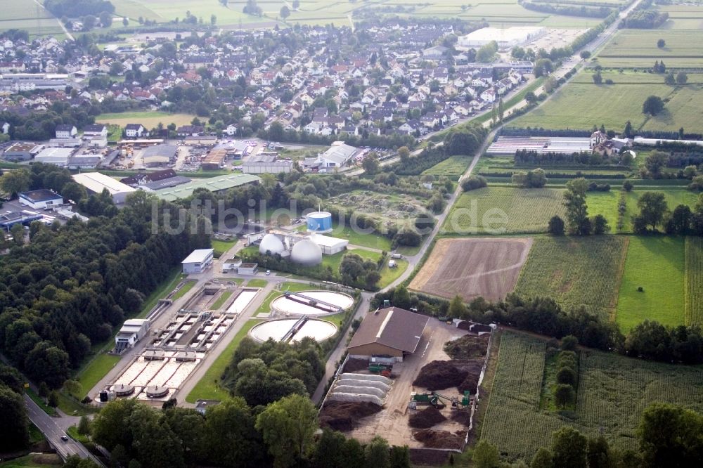 Luftaufnahme Bühl - Klärwerks- Becken im Ortsteil Vimbuch in Bühl im Bundesland Baden-Württemberg