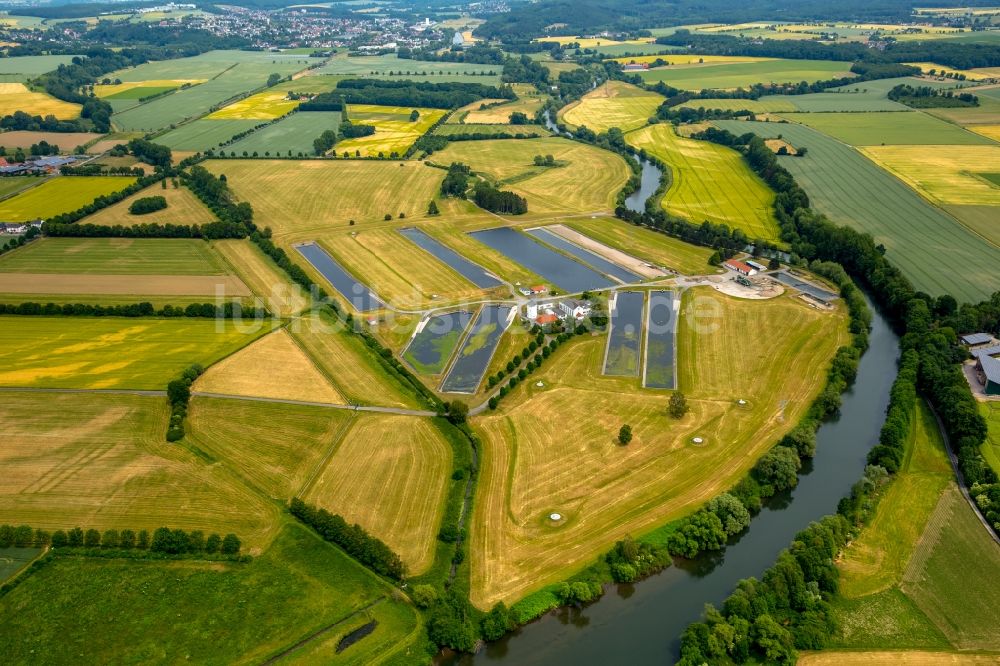 Luftbild Fröndenberg/Ruhr - Klärwerks- Becken und Reinigungsstufen in Fröndenberg/Ruhr im Bundesland Nordrhein-Westfalen