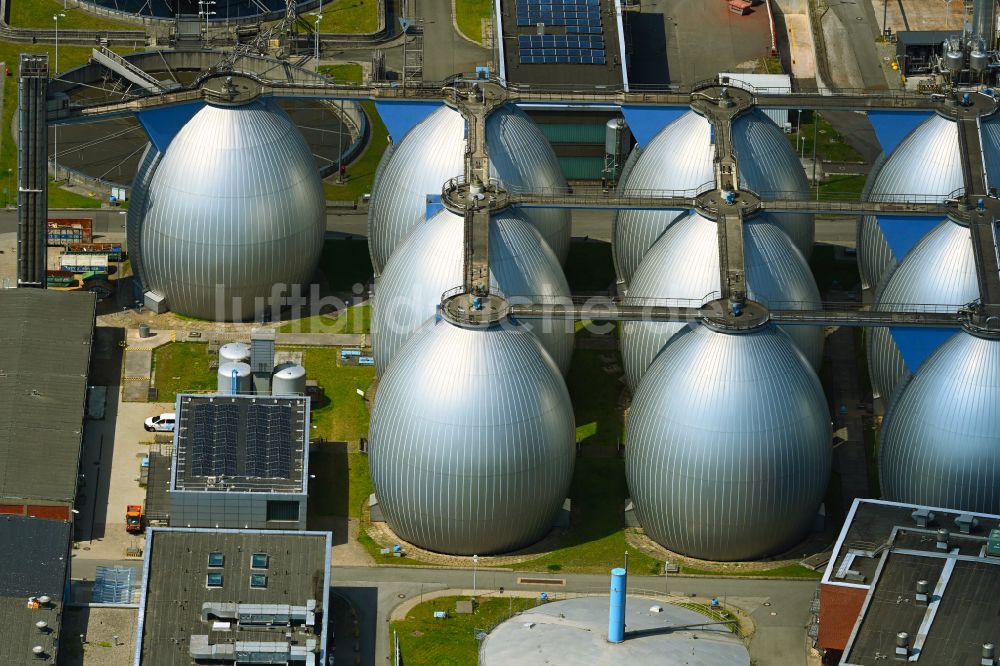 Luftbild Hamburg - Klärwerks- Becken und Reinigungsstufen der Hamburger Stadtentwässerung am Köhlbranddeich im Ortsteil Steinwerder in Hamburg, Deutschland