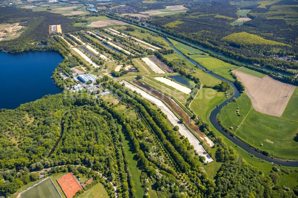 Haltern am See aus der Vogelperspektive: Klärwerks- Becken, Reinigungsstufen und Wasseraufbereitungsanlage der Gelsenwasser AG in Haltern am See im Bundesland Nordrhein-Westfalen