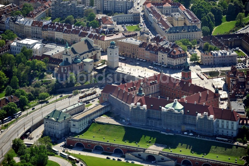 Luftaufnahme Warschau - Königsschloss in der Altstadt von Warschau / Warszawa in Polen