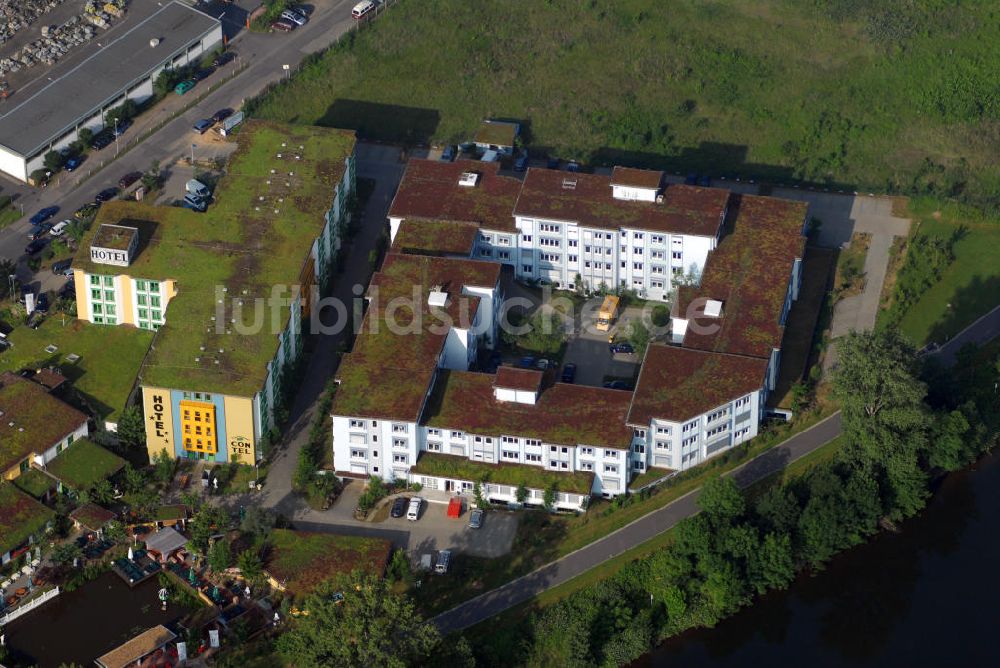 KOBLENZ aus der Vogelperspektive: Koblenz Blick auf das Hotel Contel und eine Filiale der R & V Versicherung AG