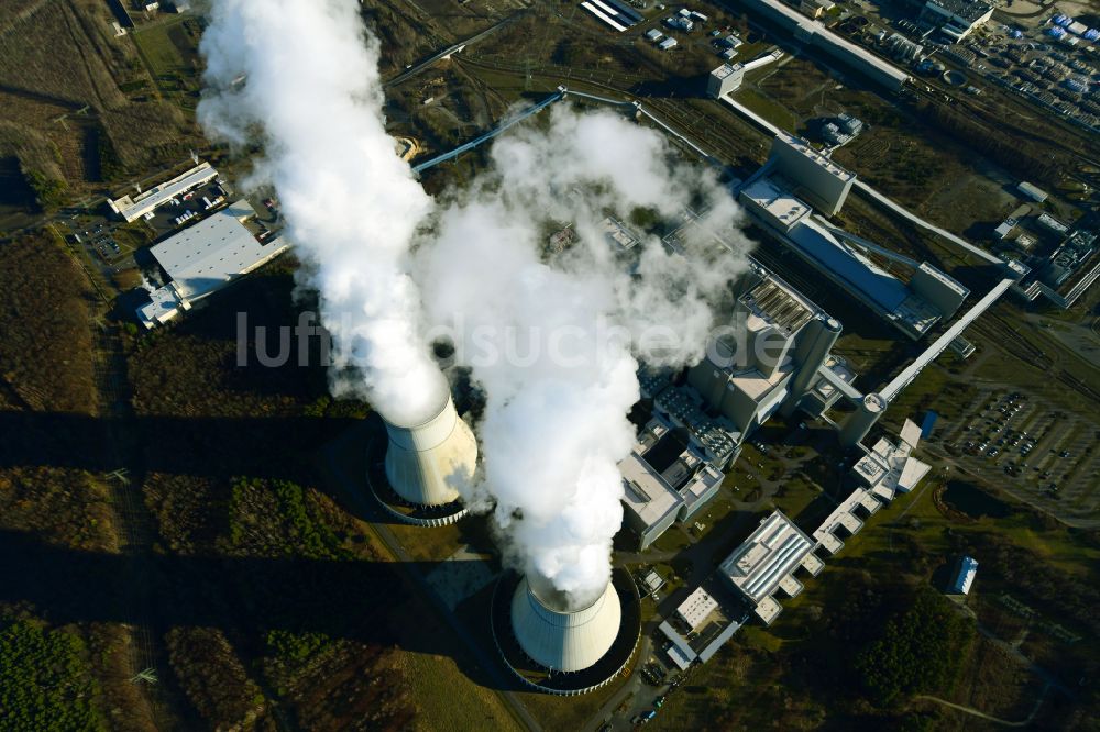 Luftaufnahme Spremberg - Kohle- Kraftwerksanlagen der LEAG Lausitz Energiekraftwerke im Ortsteil Schwarze Pumpe in Spremberg im Bundesland Brandenburg, Deutschland