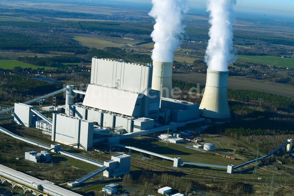 Spremberg von oben - Kohle- Kraftwerksanlagen der LEAG Lausitz Energiekraftwerke im Ortsteil Schwarze Pumpe in Spremberg im Bundesland Brandenburg, Deutschland