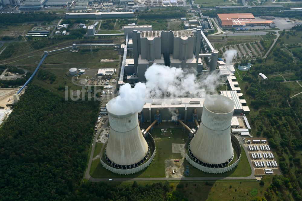 Luftaufnahme Spremberg - Kohle- Kraftwerksanlagen der LEAG Lausitz Energiekraftwerke im Ortsteil Schwarze Pumpe in Spremberg im Bundesland Brandenburg, Deutschland