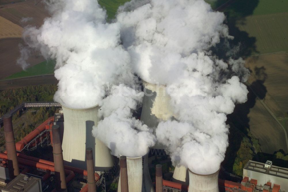 Bergheim von oben - Kohle- Kraftwerksanlagen des RWE Power AG Kraftwerk Niederaußem in Bergheim im Bundesland Nordrhein-Westfalen, Deutschland