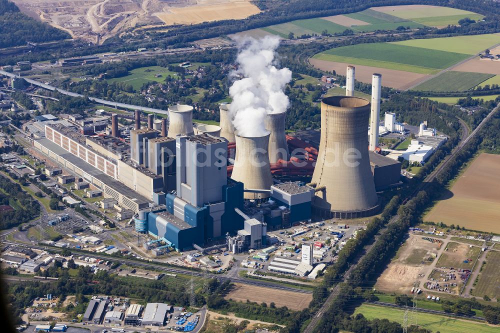 Luftbild Niederaußem - Kohle- Kraftwerksanlagen des RWE Power AG Kraftwerk Niederaußem in Bergheim im Bundesland Nordrhein-Westfalen, Deutschland