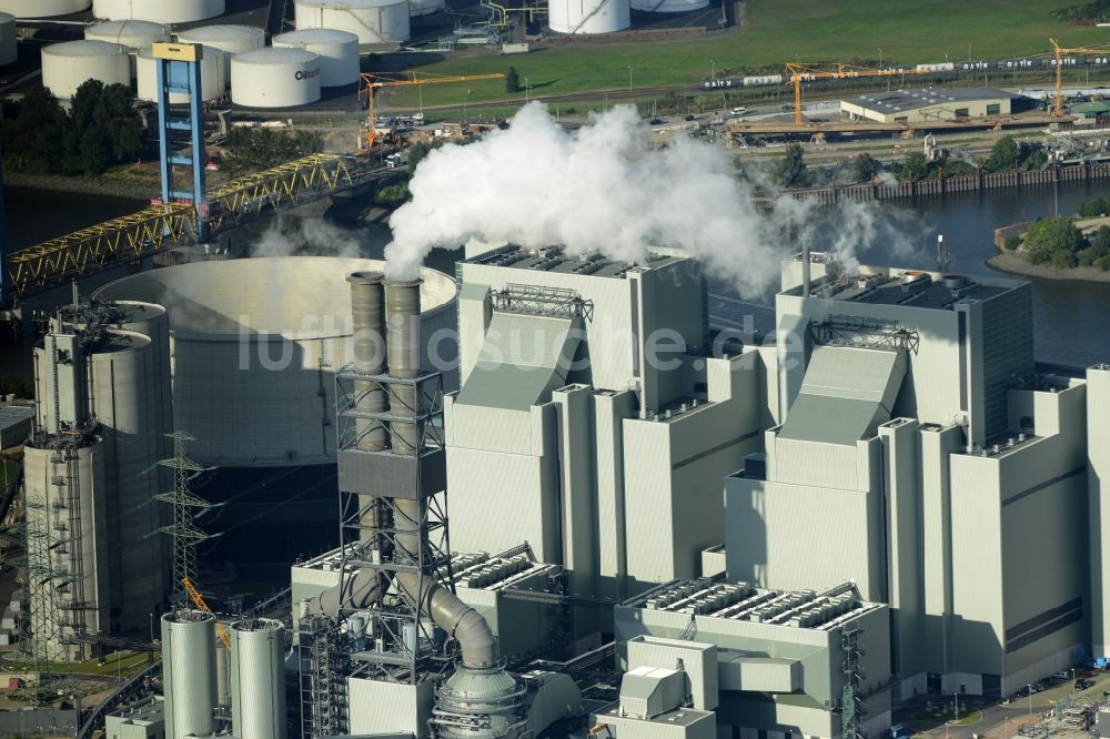 Hamburg von oben - Kohle- Kraftwerksanlagen des Strom- Versorgers Vattenfall in Hamburg