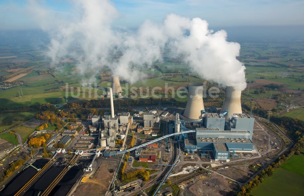 Luftbild Hamm - Kohlekraftwerk Westfalen der RWE-Power im herbstlichen Hamm im Bundesland Nordrhein-Westfalen