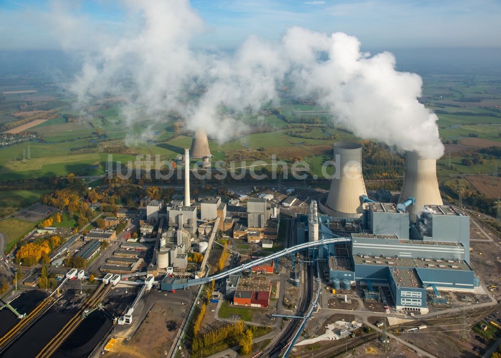 Luftaufnahme Hamm - Kohlekraftwerk Westfalen der RWE-Power im herbstlichen Hamm im Bundesland Nordrhein-Westfalen