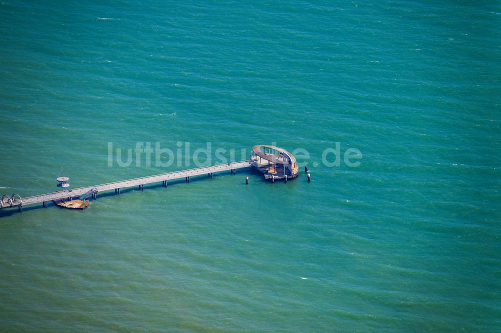 Kellenhusen (Ostsee) aus der Vogelperspektive: Konstruktion der Seebrücke über die Ostsee in Kellenhusen (Ostsee) im Bundesland Schleswig-Holstein, Deutschland