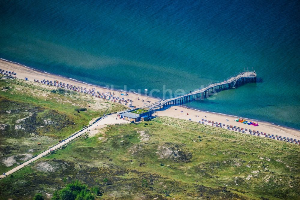 Luftaufnahme Wangels - Konstruktion der Seebrücke über die Ostsee in Wangels im Bundesland Schleswig-Holstein, Deutschland