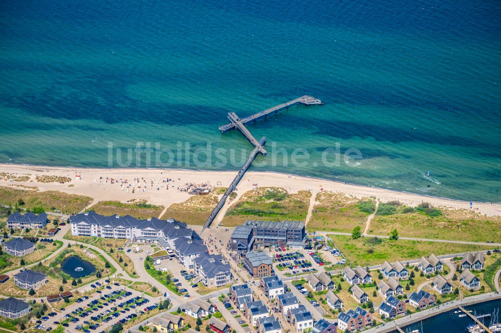 Luftaufnahme Heiligenhafen - Konstruktion der Seebrücke in Heiligenhafen im Bundesland Schleswig-Holstein, Deutschland