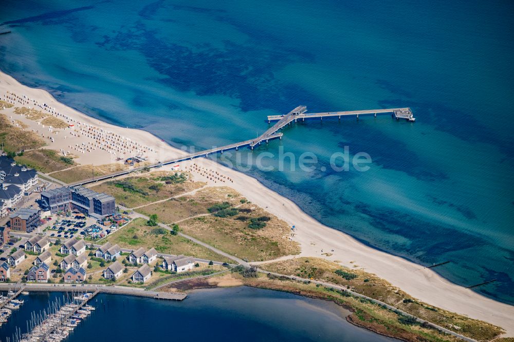 Luftbild Heiligenhafen - Konstruktion der Seebrücke in Heiligenhafen im Bundesland Schleswig-Holstein, Deutschland