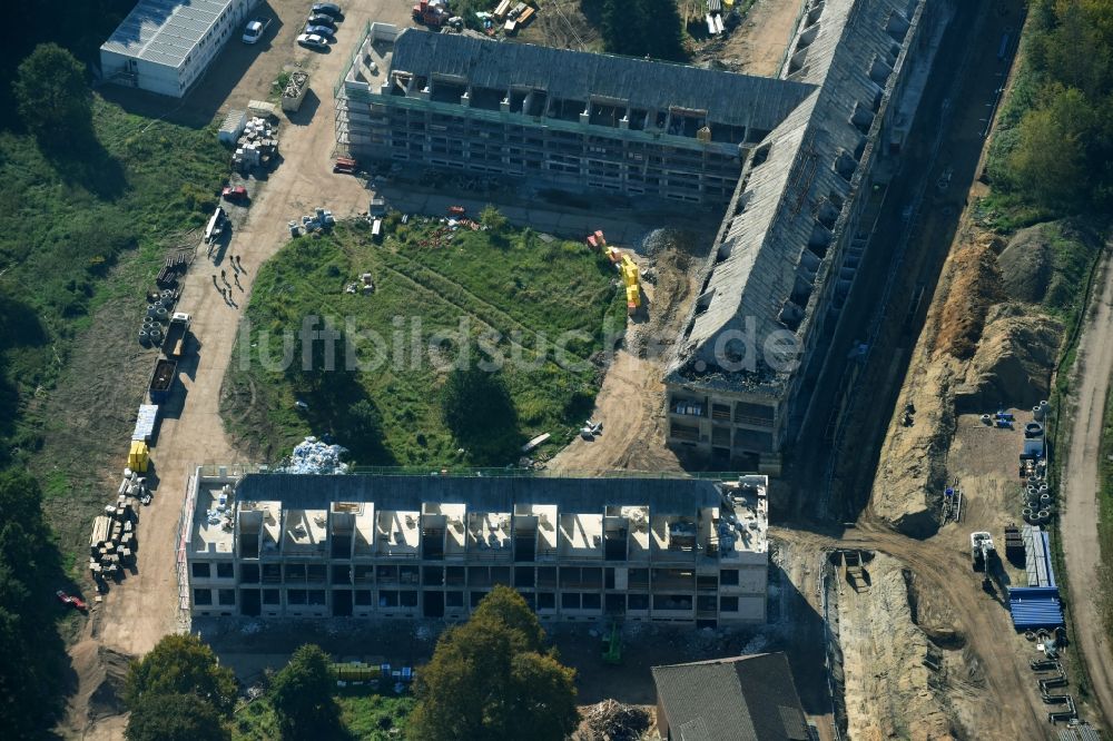 Luftaufnahme Bernau - Konversions- Baustelle Gebäudekomplex am ehemaligen Militär- Heeresbekleidungsamt in Bernau im Bundesland Brandenburg, Deutschland