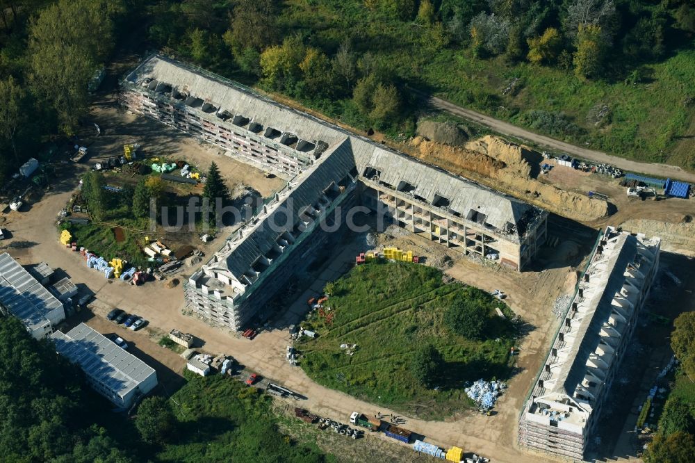 Luftbild Bernau - Konversions- Baustelle Gebäudekomplex am ehemaligen Militär- Heeresbekleidungsamt in Bernau im Bundesland Brandenburg, Deutschland