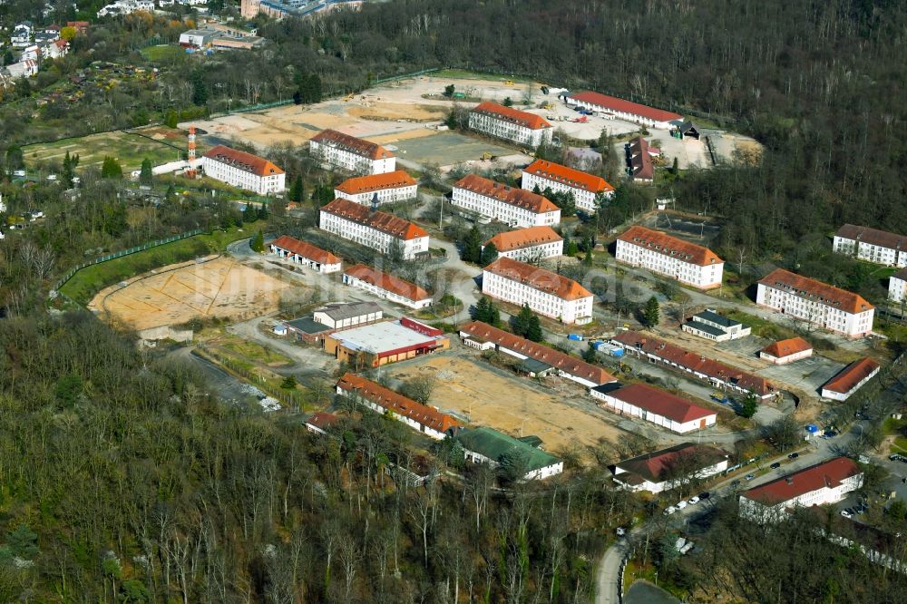 Darmstadt von oben - Konversions- Baustelle Gebäudekomplex der ehemaligen Militär- Kaserne in Darmstadt im Bundesland Hessen, Deutschland