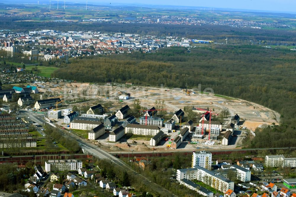 Luftbild Hanau - Konversions- Baustelle Gebäudekomplex der ehemaligen Militär- Kaserne im Ortsteil Wolfgang in Hanau im Bundesland Hessen, Deutschland