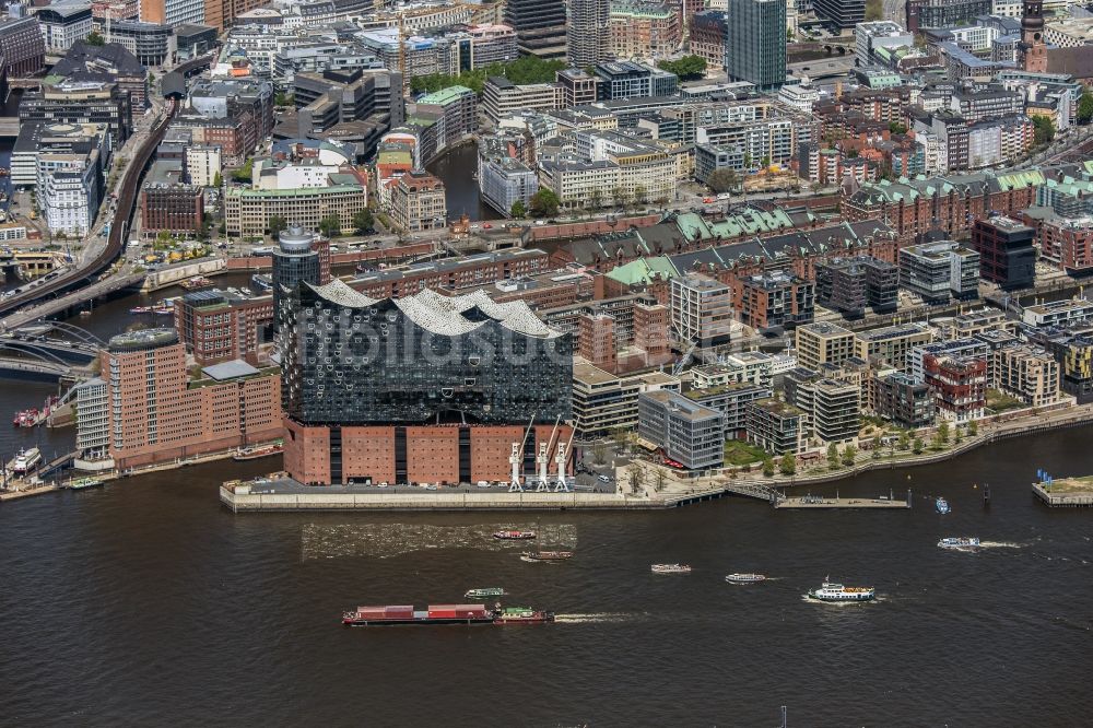 Luftaufnahme Hamburg - Konzerthaus Elbphilharmonie mit Speicherstadt in Hamburg