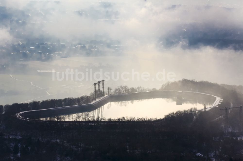 Herdecke von oben - Köpchenwerk- Pumpspeicherwerk mit Speicherbecken über dem Hengsteysee in Herdecke im Bundesland Nordrhein-Westfalen