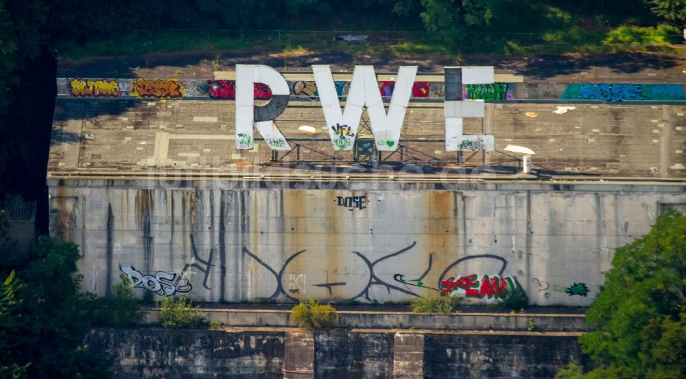 Herdecke von oben - Köpchenwerk- Pumpspeicherwerk mit Speicherbecken über dem Hengsteysee in Herdecke im Bundesland Nordrhein-Westfalen