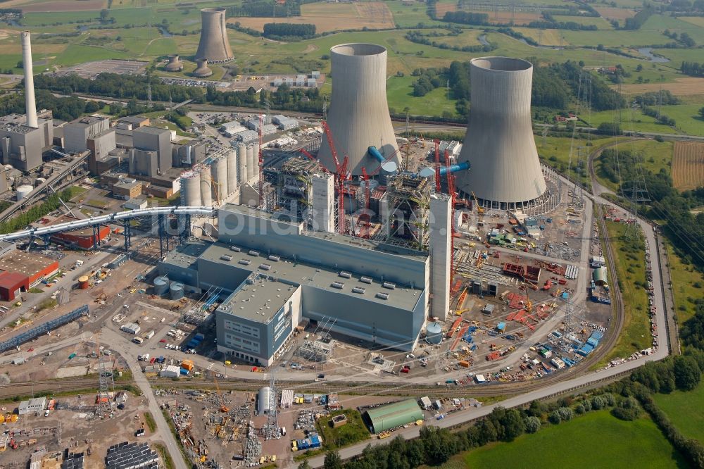 Hamm von oben - Kraftwerk Westfalen mit Neubau und Baustelle im Ortsteil Schmehausen in Hamm im Bundesland Nordrhein-Westfalen