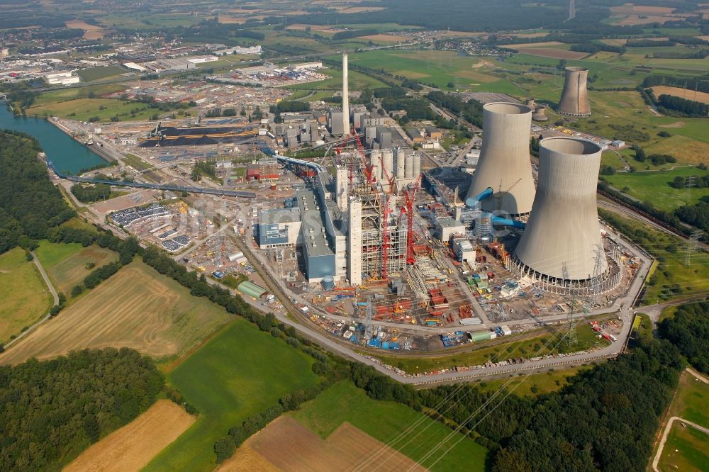 Hamm aus der Vogelperspektive: Kraftwerk Westfalen mit Neubau und Baustelle im Ortsteil Schmehausen in Hamm im Bundesland Nordrhein-Westfalen