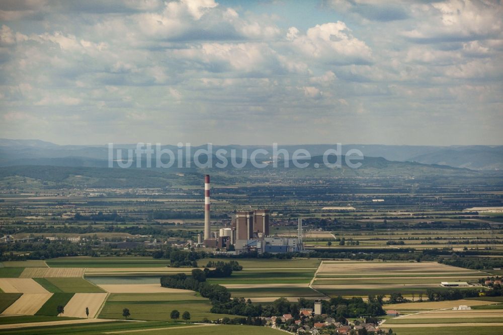 Luftaufnahme Dürnrohr - Kraftwerksanlagen des Heizkraftwerkes Dürnrohr in Dürnrohr in Niederösterreich, Österreich