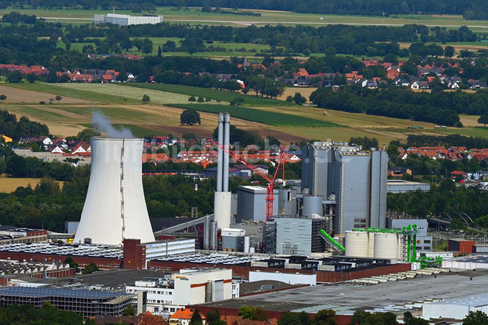 Hannover von oben - Kraftwerksanlagen des Heizkraftwerkes Gemeinschaftskraftwerk Stöcken in Hannover im Bundesland Niedersachsen, Deutschland