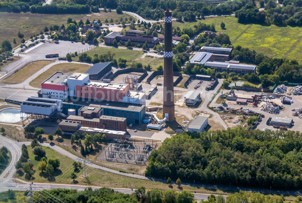 Großräschen aus der Vogelperspektive: Kraftwerksanlagen des Heizkraftwerkes in Großräschen im Bundesland Brandenburg, Deutschland