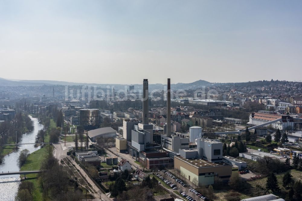 Pforzheim aus der Vogelperspektive: Kraftwerksanlagen des Heizkraftwerkes der Heizkraftwerk Pforzheim GmbH in Pforzheim im Bundesland Baden-Württemberg