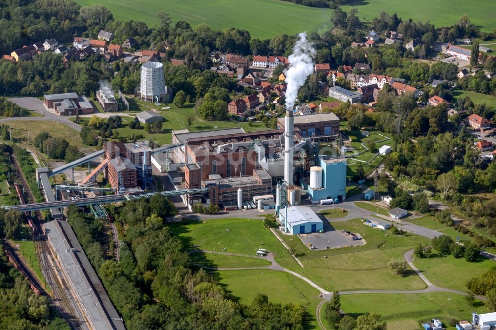 Luftbild Deuben - Kraftwerksanlagen des Heizkraftwerkes Industriekraftwerk Deuben in Deuben im Bundesland Sachsen-Anhalt, Deutschland