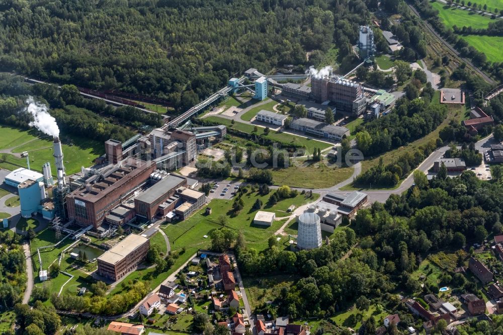 Deuben von oben - Kraftwerksanlagen des Heizkraftwerkes Industriekraftwerk Deuben in Deuben im Bundesland Sachsen-Anhalt, Deutschland