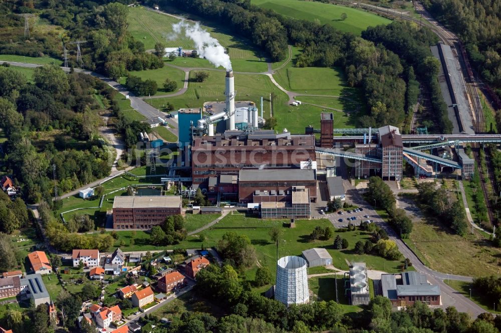 Luftaufnahme Deuben - Kraftwerksanlagen des Heizkraftwerkes Industriekraftwerk Deuben in Deuben im Bundesland Sachsen-Anhalt, Deutschland