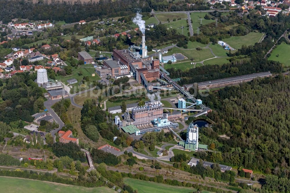 Luftaufnahme Deuben - Kraftwerksanlagen des Heizkraftwerkes Industriekraftwerk Deuben in Deuben im Bundesland Sachsen-Anhalt, Deutschland