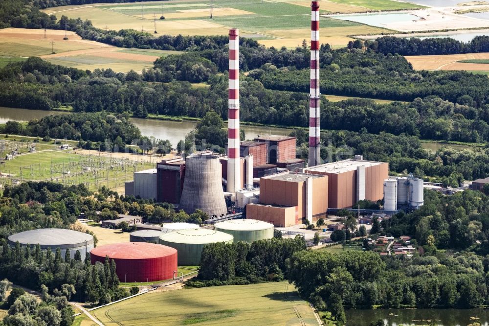 Großmehring von oben - Kraftwerksanlagen des Heizkraftwerkes Ingolstadt in Großmehring im Bundesland Bayern, Deutschland