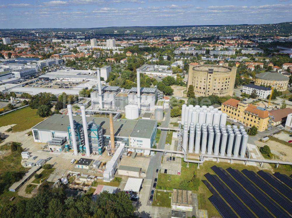 Luftbild Dresden - Kraftwerksanlagen des Heizkraftwerkes Innovationskraftwerk Dresden-Reick in Dresden im Bundesland Sachsen, Deutschland