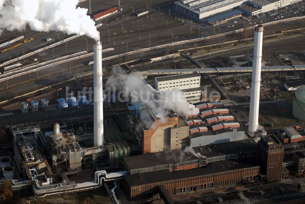 Berlin von oben - Kraftwerksanlagen des Heizkraftwerkes Klingenberg im Ortsteil Rummelsburg in Berlin, Deutschland