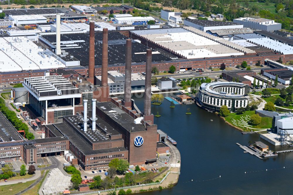 Luftbild Wolfsburg - Kraftwerksanlagen des Heizkraftwerkes der VW Kraftwerk GmbH in Wolfsburg im Bundesland Niedersachsen, Deutschland