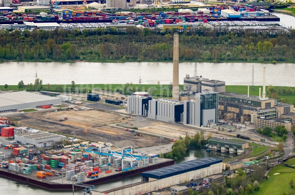 Luftbild Düsseldorf - Kraftwerksanlagen des Heizkraftwerkes Lausward der Stadtwerke Düsseldorf AG in Düsseldorf im Bundesland Nordrhein-Westfalen