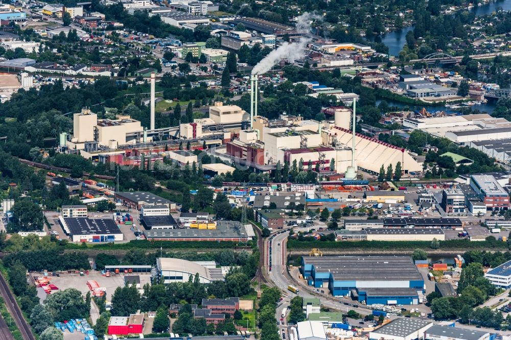 Luftaufnahme Hamburg - Kraftwerksanlagen des Heizkraftwerkes MVB Müllverwertung Borsigstraße im Ortsteil Billbrock in Hamburg, Deutschland