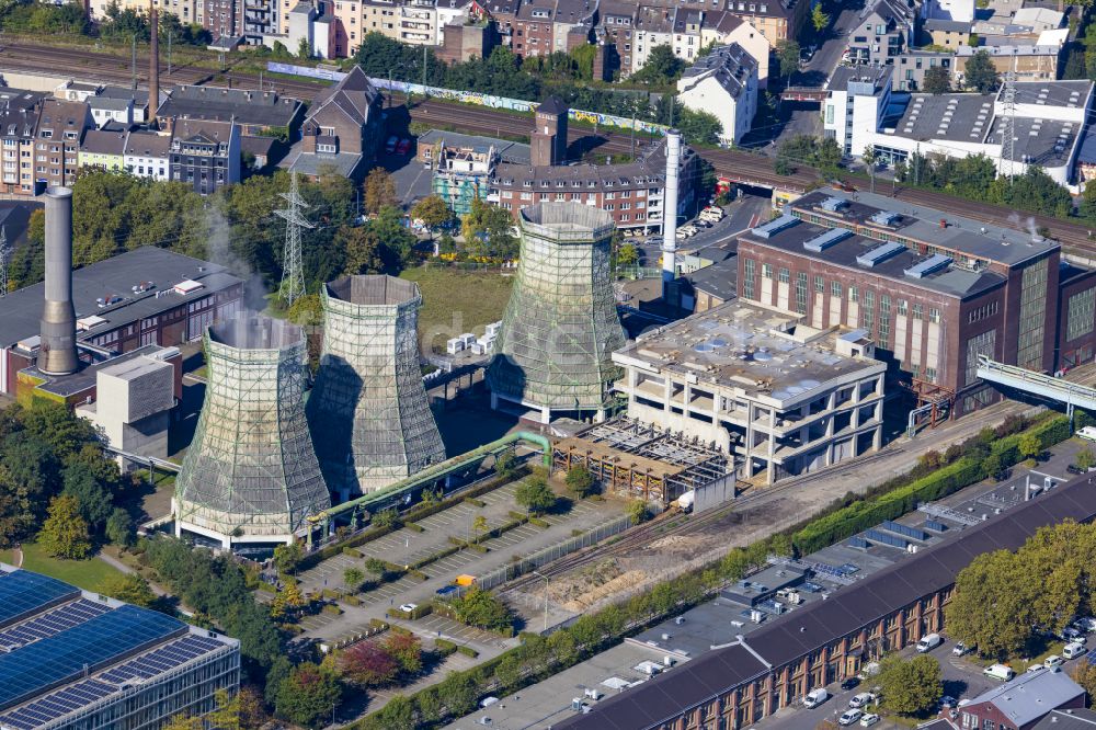 Düsseldorf von oben - Kraftwerksanlagen des Heizkraftwerkes im Ortsteil Flingern-Nord in Düsseldorf im Bundesland Nordrhein-Westfalen, Deutschland