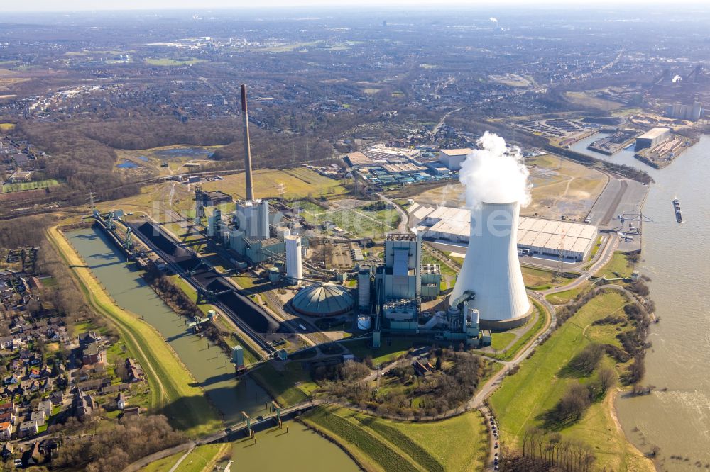 Luftbild Duisburg - Kraftwerksanlagen des Heizkraftwerkes STEAG Heizkraftwerk Walsum in Duisburg im Bundesland Nordrhein-Westfalen, Deutschland