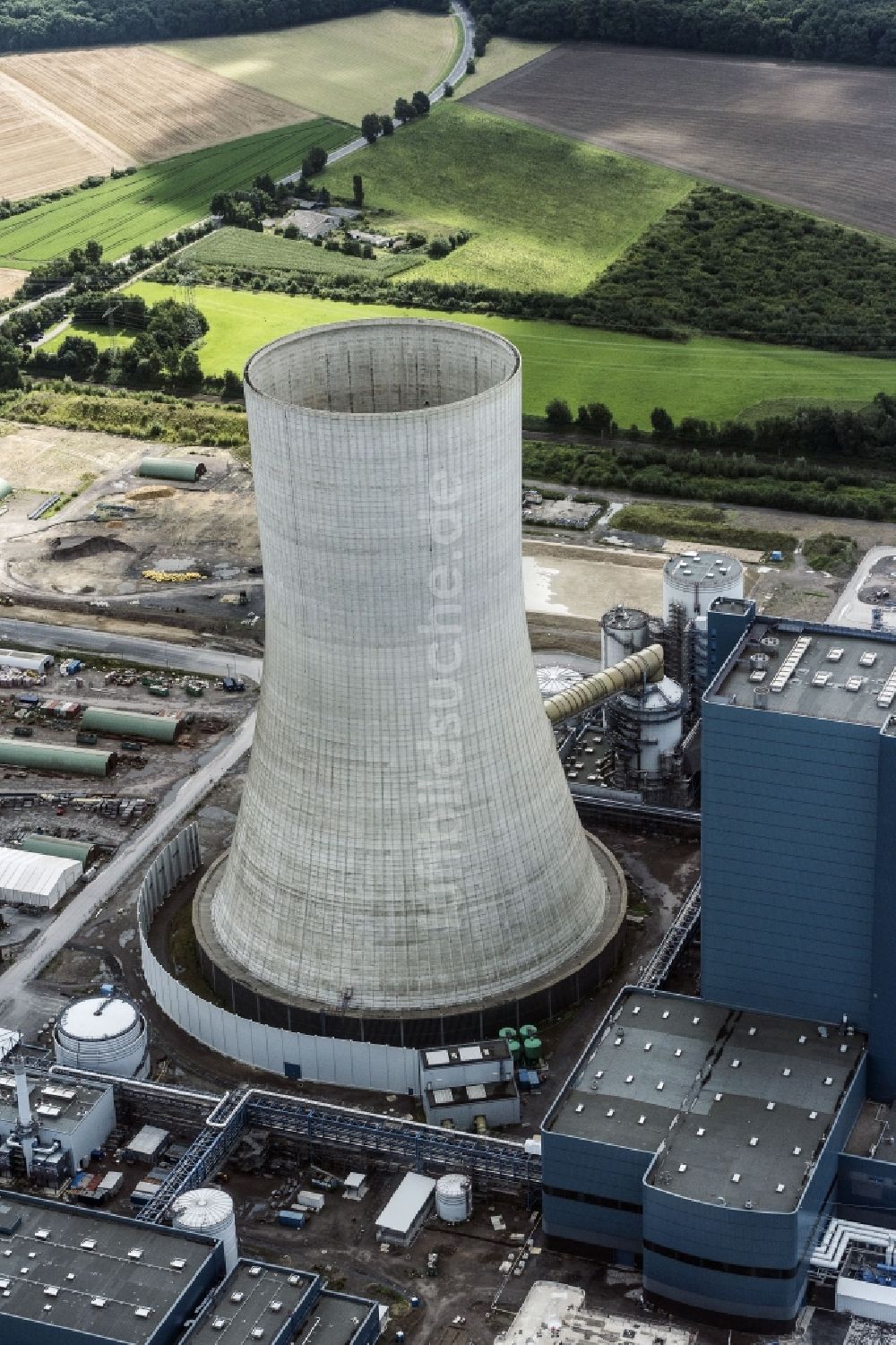 Datteln von oben - Kraftwerksanlagen des Heizkraftwerkes Steinkohle Kraftwerk Datteln 4 in Datteln im Bundesland Nordrhein-Westfalen, Deutschland