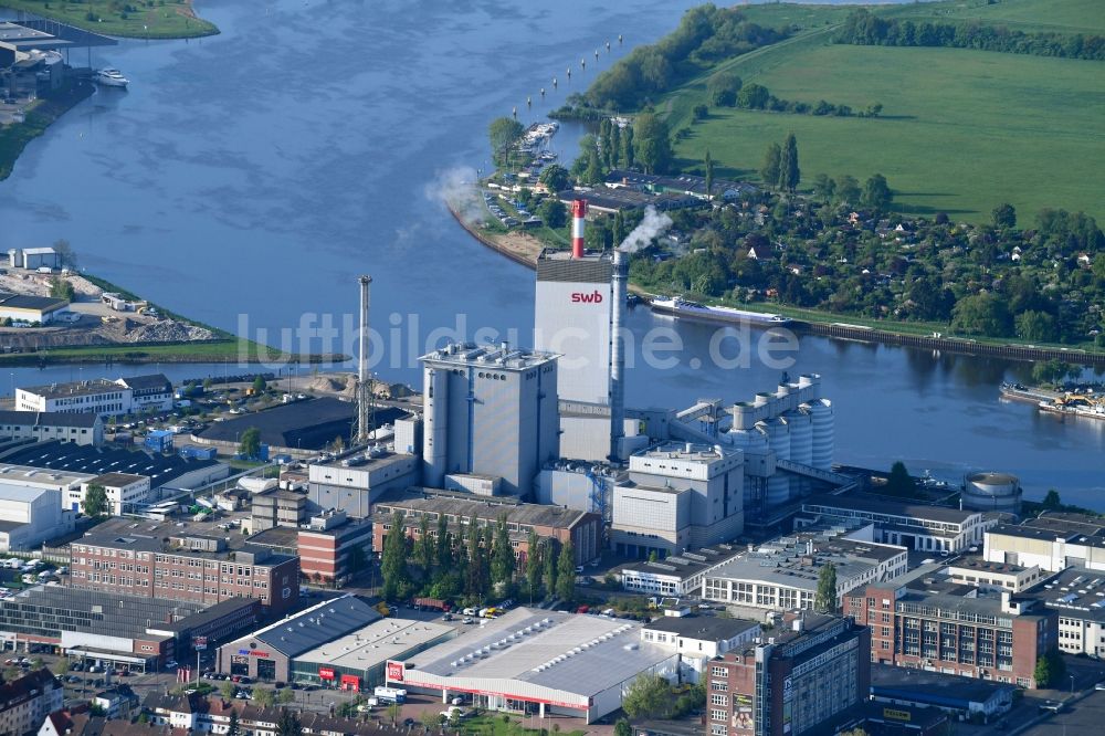 Luftaufnahme Bremen - Kraftwerksanlagen des Heizkraftwerkes der swb Erzeugung AG & Co. KG Heizkraftwerk Hastedt in Bremen, Deutschland