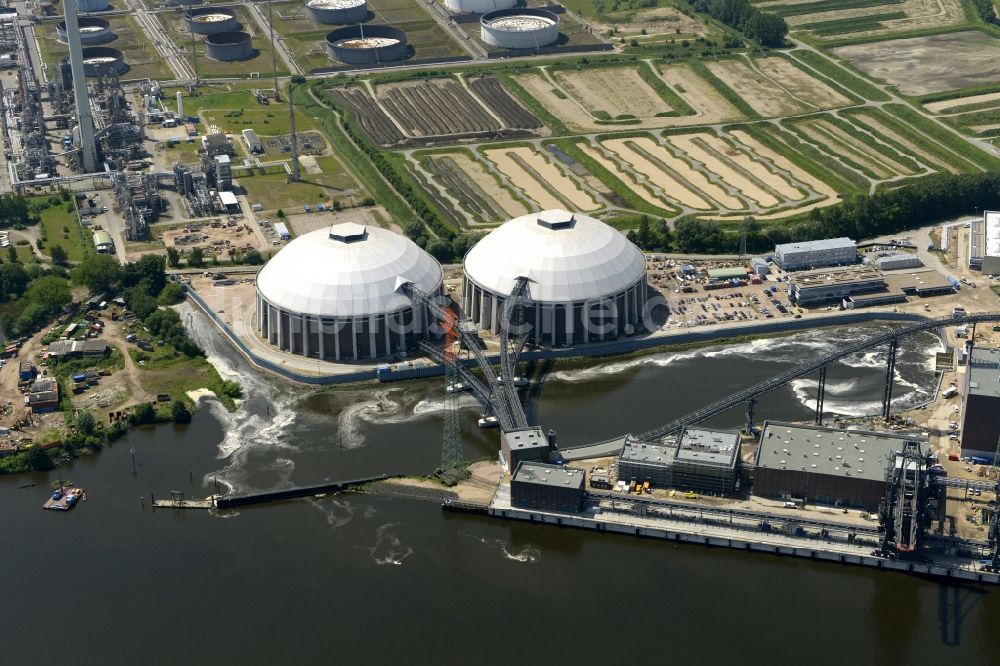 Luftbild Hamburg - Kraftwerksanlagen des Heizkraftwerkes Vattenfall Kraftwerk Moorburg in Hamburg