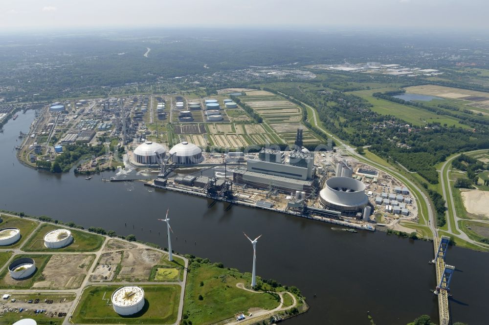 Hamburg von oben - Kraftwerksanlagen des Heizkraftwerkes Vattenfall Kraftwerk Moorburg in Hamburg