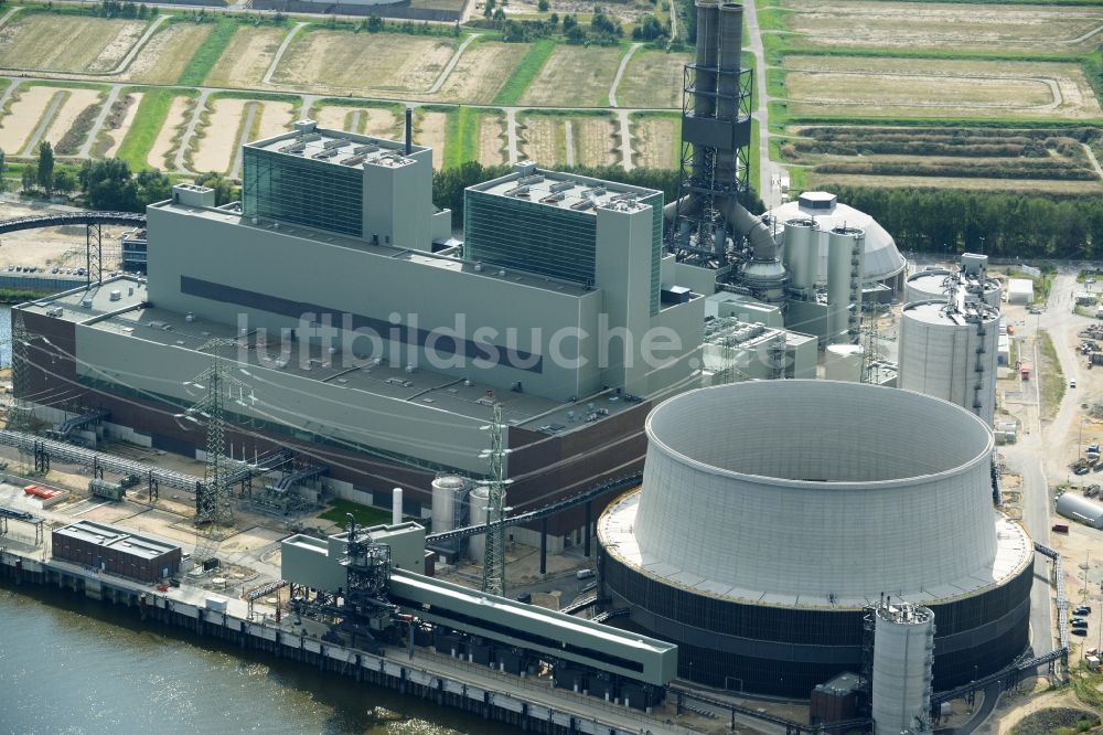 Hamburg von oben - Kraftwerksanlagen des Heizkraftwerkes Vattenfall Tiefstack in Hamburg Moorburg, Deutschland